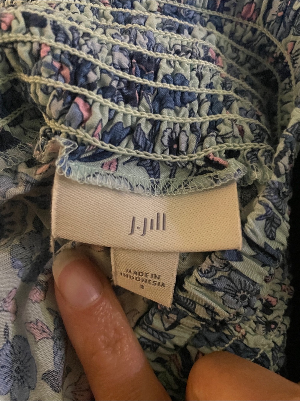 J. Jill Blue Floral Smocked Waist Maxi Skirt - Picture 3 of 3